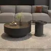 Nueva mesa de centro de losa de roca de vidrio negro estilo chino, mesa de centro minimalista italiana para sala de estar, mesa de té combinada simple de alta gama