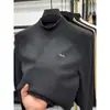 Luxo Leve Veludo Real! Camiseta Masculina de Manga Longa em Veludo Dupla Face Bordada com Abelhinha, Moletom Casual Espesso e Quente de Inverno
