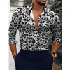 Camisas Nuevas para Hombre de Venta Caliente de Exportación Europea y Americana Transfronteriza, Tops de Manga Larga con Cuello de Moda Estampado Digital 3D Fresco