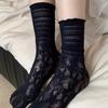 Meias de Renda Vazada Meias Femininas de Meia Panturrilha Meias Finas de Verão Estilo Miu Estilo Ballet Meias de Verão com Sapatos de Couro Pequenos