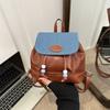 Mochila de moda retrô feminina 2023 nova mochila mini bonito estilo ocidental cor de contraste bolsa casual de grande capacidade