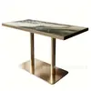 Sofá de cabina semicircular de acero inoxidable de lujo ligero para hotel, sofá personalizado para restaurante de hot pot y barbacoa, combinación de mesa y silla de losa de roca para cafetería