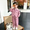 Conjunto floral para niñas estilo coreano, nuevo conjunto de dos piezas de moda primavera y otoño 2026 para niñas con estilo
