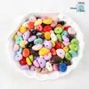 Colgante de Corazón y Flor de Pintura Acrílica de Colores Agujero Recto Cuentas Sueltas Material para Joyería de Collares Hechos a Mano DIY
