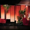 Diseño de Gasa Semitransparente con Color Gradiente Naranja-Rojo Estampado para Escenario de Boda, Tela Decorativa de Gasa Chifón, Tela de Fondo