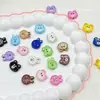 Estilo Fofo Urso e Coelho Esmalte Liga de Metal Artesanal DIY Materiais Corrente de Celular com Contas Colar Acessórios de Cabelo Peças de Joia