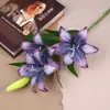Flor artificial de lirio pequeño de 3 ramas, impresa en 3D, 3 flores y 1 capullo, lirio para decoración de bodas, arreglo floral para salón de bodas, decoración del hogar