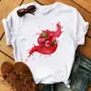 Camiseta Divertida de Frutas para Mulheres Moda Kawaii Estampa de Banana Camiseta Branca Harajuku Camiseta de Manga Curta Tops Camisetas