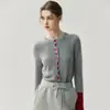 Cardigan de tricô Color Art Estética Básica em caxemira para bebê suéter feminino gola redonda cor de lã bloqueio de cor casaco grosso