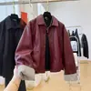 Chaqueta de cuero para mujer de estilo retro de Hong Kong, de alta gama, corte holgado, adelgazante, nueva para otoño-invierno, diseño para commuting en figuras petite