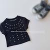 Atacado de Roupa Infantil Conjuntos para Meninas Verão 25 Novo Estilo Crianças Estilo Coreano Brilhante Diamante Manga Curta Camiseta Saia Jeans Conjunto de Duas Peças