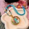 Collar Thangka Verde Tara 3.5 Pintado a Mano de Nepal y Xizang