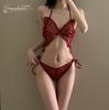 Lencería sexy gratis fuera de uniforme sexy malla transparente pasión mariposa de tres puntos sin espalda traje abierto al por mayor 268
