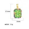 Colar de cartão de tarot quadrado transfronteiriço com pingentes de tartaruga marinha com gota de óleo, cabeça de carneiro, cabeça de touro, acessórios DIY, banhado a ouro real 18K