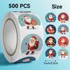 Un rollo de 500 pegatinas transfronterizas/rollo, pegatinas de etiqueta de Papá Noel, pegatinas adhesivas para embalaje de cajas de regalo, pegatinas de sellado hechas a mano