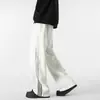 Pantalones de Chándal Rayados de Cintura Alta de Ajuste Holgado Regular Ligeramente Elásticos para Adolescentes Hombres Pantalones Deportivos Estudiante Pierna Ancha de Largo Completo
