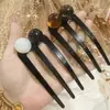 Pasador de Pelo Simple con Perlas de Tres Dientes de 8cm Artefacto para el Cabello en la Parte Posterior de la Cabeza Pasador Elegante Estampador de Cabello Moda Pasador de Cabello Peine de Cabello