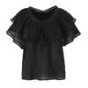 7703-25 Nuevo Estilo de Verano Estilo Retro Francés Encaje Empalmado Dulce Volantes Suelto Top Camisa
