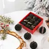 Directamente del fabricante: Bolas de Navidad flocadas con detalles dorados, 8 cm, set de caja de regalo de 12 piezas, lujosas decoraciones de terciopelo