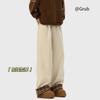 Pantalones deportivos gruesos con forro polar para hombre y mujer, de lana con costuras a cuadros americanos, de otoño e invierno, de marca de moda, holgados y combinables con todo.