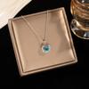 Serie Océano Zirconia Cúbica Incrustada Collar de Cola de Pez Azul Cadena para Clavícula Versátil de Acero de Titanio Joyería Elegante de Nicho para Mujer