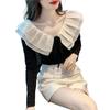 Deseo Puro Chica Caliente Camisa de Manga Larga con un Hombro para Mujer Otoño 2024 Nuevo Estilo Diseño con Volantes Chic Estilo Corto