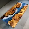 # Mesa de Rio em Resina Epóxi Madeira Maciça Placa Grande Mesa de Chá Mesa de Chá Oceânica Mesa de Jantar Mesa de Café Placa Inteira Mesa de Escritório Chá