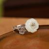 Um Veado Prata S925 Prata Esterlina Hetian Jade Vintage Brilhante Ameixa Flor Anel Pulseira Colar Flor Rico Conjunto Elegante