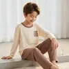 Conjunto de Duas Peças Leve e Respirável para Casa para Meninos e Meninas Verão Novo 2026 Adolescentes Lyocell Manga Longa Calça Longa