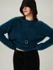 Hongmi Apparel/[Luz Suave da Montanha de Neve] Suéter de Peça Única Sem Costura de Caxemira Penteada de Alto Peso 100 para Mulheres