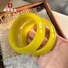 Pulsera Plana de Hielo Amarillo de Mongolia Exterior al por Mayor Pulsera de Jade Amarillo Hetian de Alta Imitación Boca Amarilla Regalo Promocional Suministro en Vivo