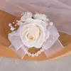 Flor de Muñeca de Bienvenida para Boda Estilo Bosque, Ramillete de Novia, Dama de Honor, Hermana, Grupo, Juego de Flores Decorativas para Mano, Pulsera para Evento y Fiesta