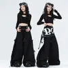 Ropa de niña para danza jazz, conjunto de actuación de street dance infantil de manga larga, ropa de práctica para niños, atuendos elegantes para niñas