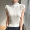 Encantador Elegante! Gola alta falsa feminina de primavera e verão, suéter com colete interno listrado, top de malha para usar por baixo