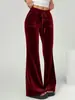 Moda Femenina Transfronteriza Europea y Americana Otoño e Invierno 2025 Pantalones de Campana, Pantalones Acampanados Casuales Adelgazantes, Pantalones Largos de Terciopelo con Caída
