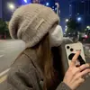 Sombrero de Lana Grueso para Circunferencia de Cabeza Grande para Mujer Otoño e Invierno Holgado Cálido de Pila Sombrero para el Frío Cara Grande Pequeña Sombrero Tejido con Protección para las Orejas