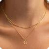 Amazon Transfronterizo Nuevo Collar con Colgante de 26 Letras de Oro de 18K Cadena de Clavícula en Capas Moderna y Exquisita Juego de Dos Piezas para Mujer