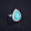 Anillo de tremolo seleccionado estrictamente de imitación de turmalina Paraiba natural, anillo de gota de agua con forma de pera azul y verde Diana