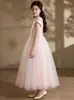 Vestido formal para meninas 2026 novo estilo rosa tule longo anfitriã simples Natal feriado apresentação roupa cross-border dropshipping