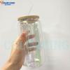 Vaso de Lata de Cerveza de 16 oz Vaso Mason Lata con Tapa de Bambú con Pajita Sublimación Arcoíris en Blanco Lata con Recubrimiento de Vidrio Arcoíris
