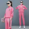 Conjunto Esportivo Casual Tendência com Gola Alta Solto para Mulheres Primavera Outono Novo Estilo Manga Longa Calça Longa Moletom Estiloso Conjunto Elegante de Duas Peças