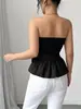 2026 Moda Feminina Transfronteiriça Sexy Tomara-que-caia franzido Cor Sólida Estilo Férias Versátil Peça de Sobreposição Tomara-que-caia