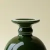 Taza de Maestro Original Creativa de Esmalte Mineral Verde Hoja de Bambú con Pie Alto, Taza de Té de Cerámica Simple de Color Sólido, Taza Individual