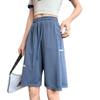Shorts de Seda Gelo Transfronteiriços Femininos Verão Soltos Emagrecimento Versátil Cintura Alta Casual Calças Mid-length Calças Esportivas de Perna Larga