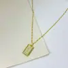 Presente para Casal Menina CEO Carta de Amor Colar Quadrado Pequeno Gravado com Diamante Incrustado Colar Delicado Corrente para Clavícula Estilo Coreano