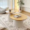 Conjunto de Mesa de Centro para Sala de Estar Estilo Creme Branco Celebridade da Internet Estilo Moderno Minimalista Apartamento Pequeno Mesa Lateral Redonda Mesa de Centro Pequena