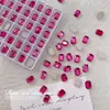 Pedras Strass Vermelho Rosa Octogonais Longas de Fundo Plano para Nail Art Tendência Popular Clareador Irregular Pedras Strass Cubo de Açúcar Acessórios para Nail Art DIY