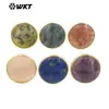 WT-R513 Anillo redondo de color retro chino con piedras preciosas chapado en oro de 18 quilates Anillo para mujer de cristal rosa lapislázuli