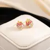 Aguja de Plata Estilo Chino Nuevo Exquisitos Frescos de Alta Gama Lujo Moda Dulces Pendientes para Mujer con Forma de Corazón de Fresa