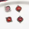 Anillo Doble de Plata de Ley Incrustado con Piedra, Zafiro, Ágata, Lapislázuli Accesorios, Retro Viejo Flor Pequeña Calabaza Jaspe Materiales Hechos a Mano DIY